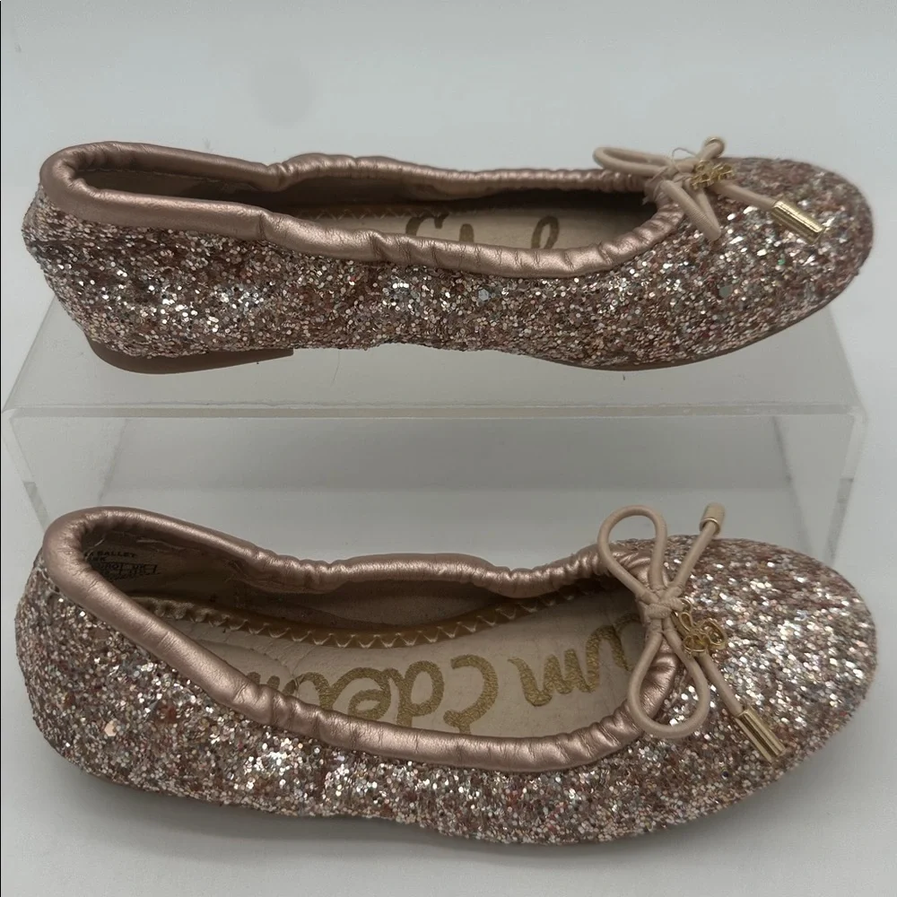 Sam Edelman Girls Felicia Pale Pink Gold Size 12 Ballet Flats Sparkle